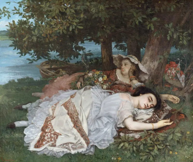Les demoiselles des bords de la Seine (été) av Gustave Courbet
