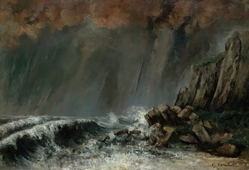 Marine; The Waterspout av Gustave Courbet