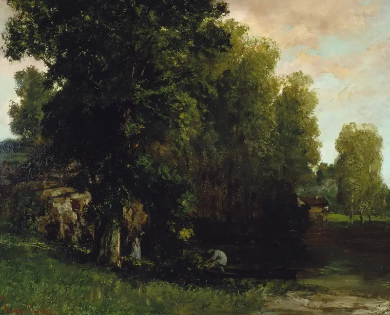 The Edge of the Pool (Au Bord de lEtang) av Gustave Courbet