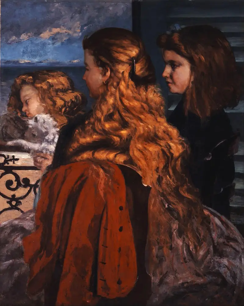 Tre unga engelskor vid ett fönster av Gustave Courbet
