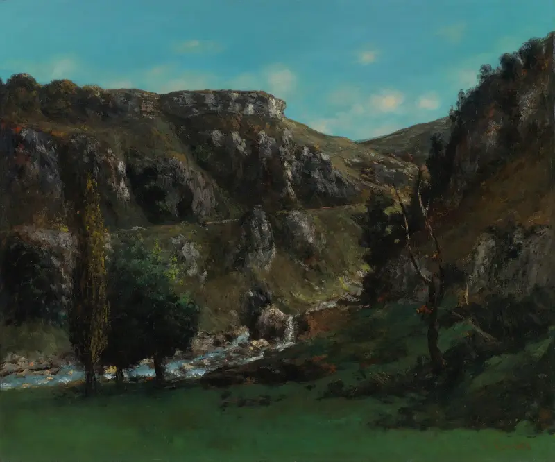 Vallée De La Loue Près Mouthiers-Haute-Pierre av Gustave Courbet