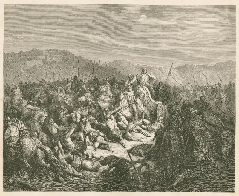 Ahab dödar hundra tusen syrier av Gustave Doré