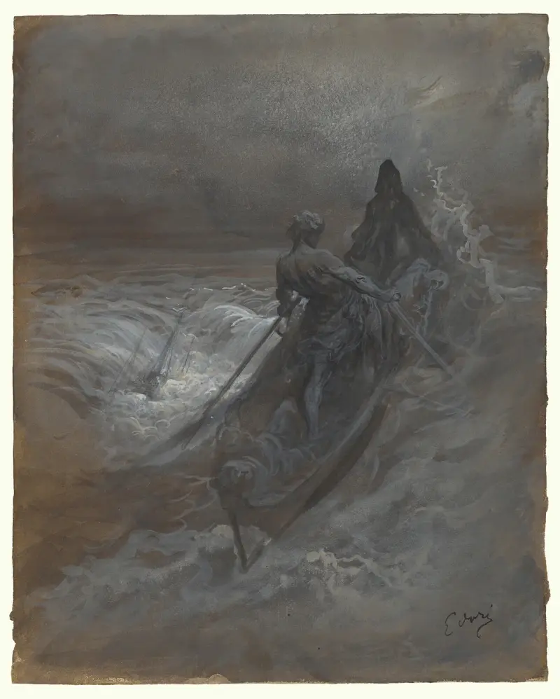 Efter skeppsbrottet – Utkast till illustration av Coleridges Den gamle sjömannen av Gustave Doré