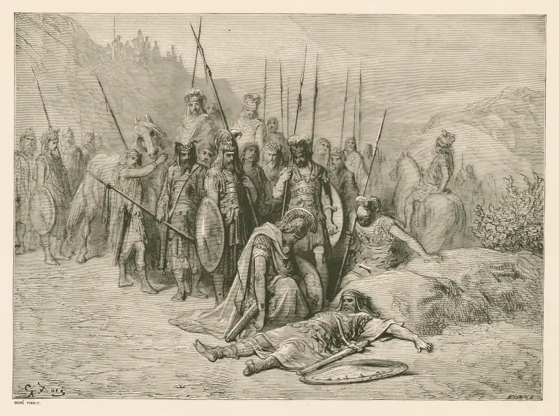 Alexander upptäcker Dareios kropp av Gustave Doré