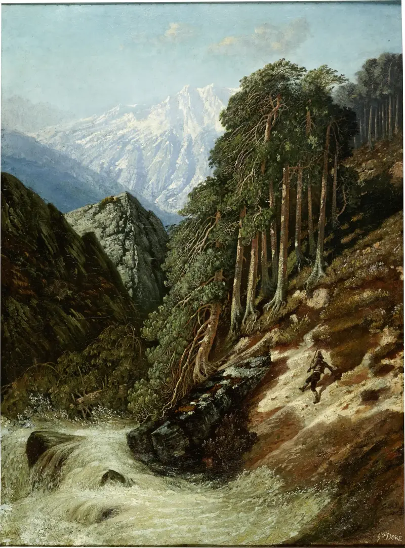 Alpigt landskap med bäck av Gustave Doré