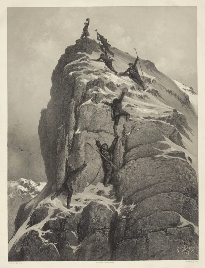 Bestigning av Mont Cervin – 14 juli 1865; ankomst till toppen av Gustave Doré