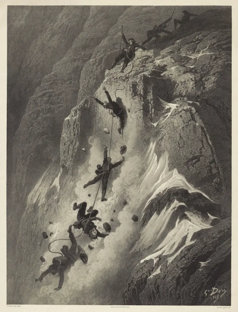 Bestigningen av Matterhorn 14 juli 1865; Fallet av Gustave Doré