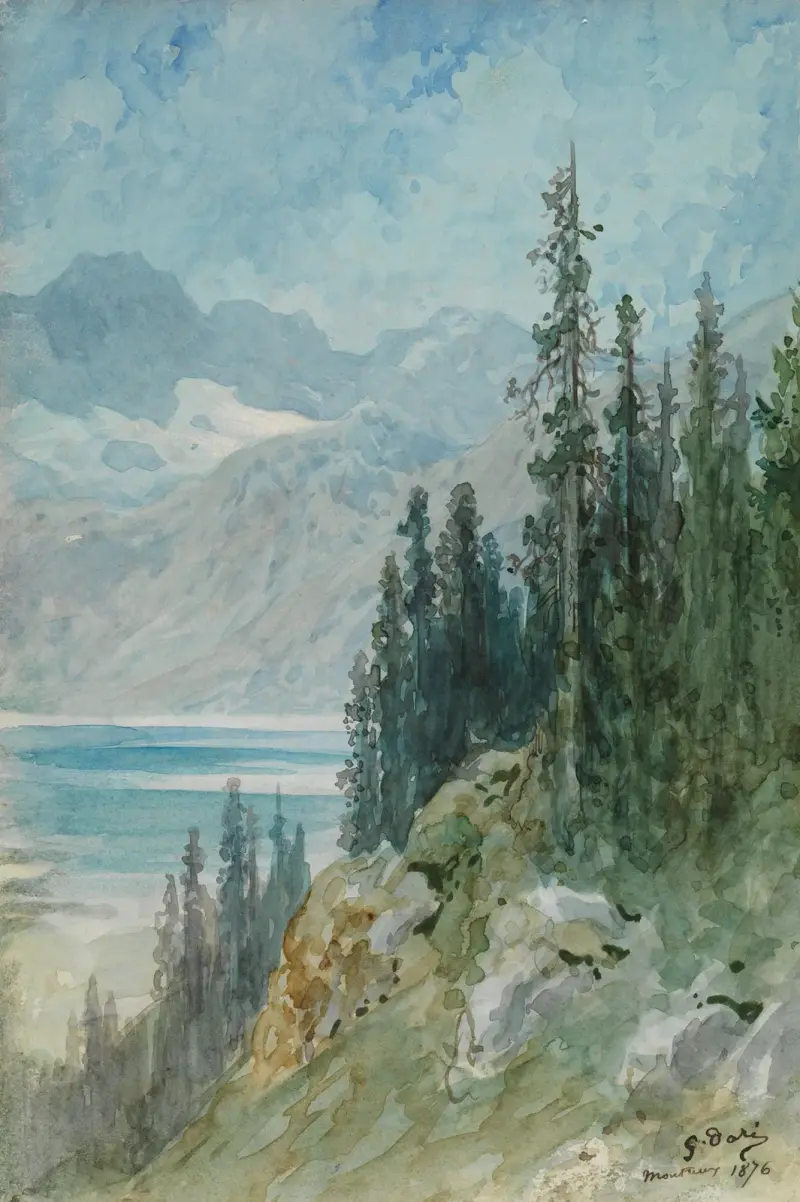 Utsikt över Genèvesjön vid Montreux av Gustave Doré