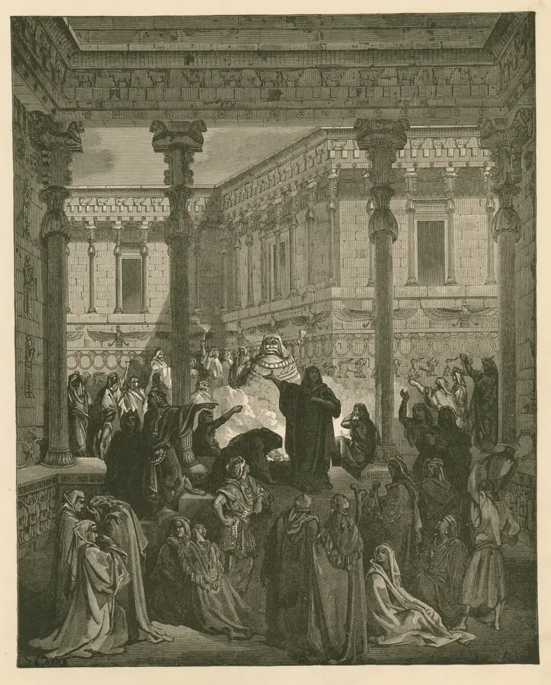Daniel avslöjar Bels präster av Gustave Doré