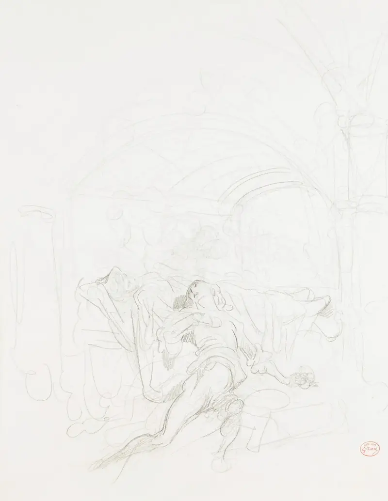 Romeos död vid Juliets bår av Gustave Doré