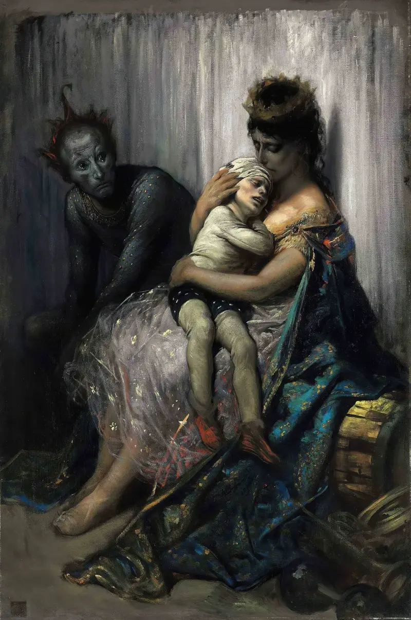Akrobatfamiljen; det skadade barnet av Gustave Doré