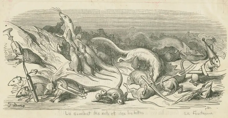 Råttornas och vesslornas strid av Gustave Doré