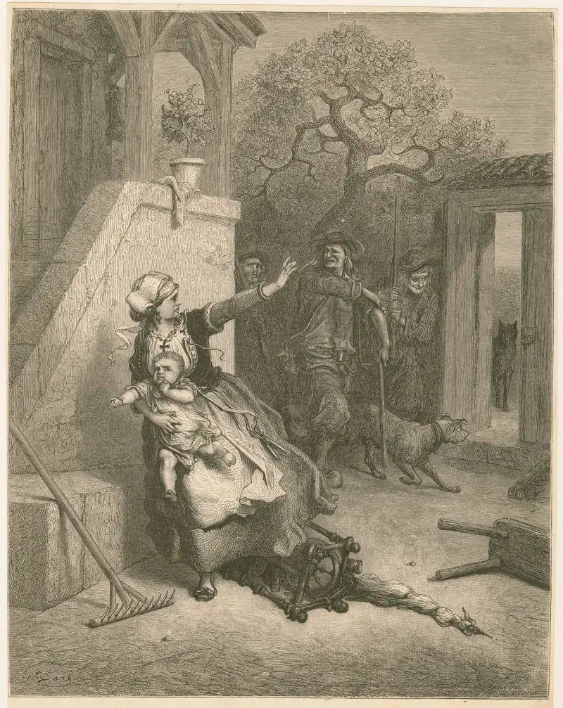 Vargen, modern och barnet av Gustave Doré
