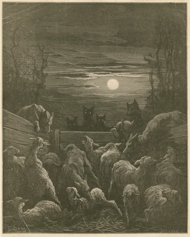 Vargarna och fåren av Gustave Doré