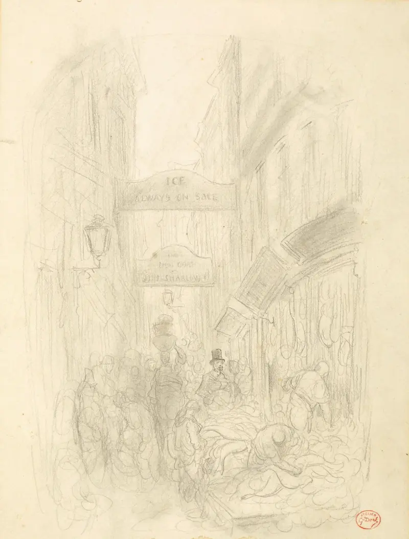 Gatuscen i London av Gustave Doré