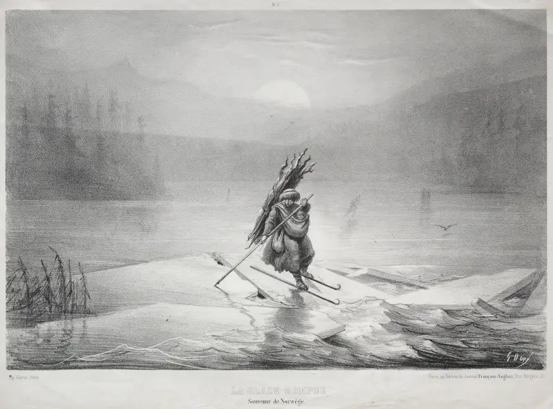 Isbrytning, minne från Norge av Gustave Doré