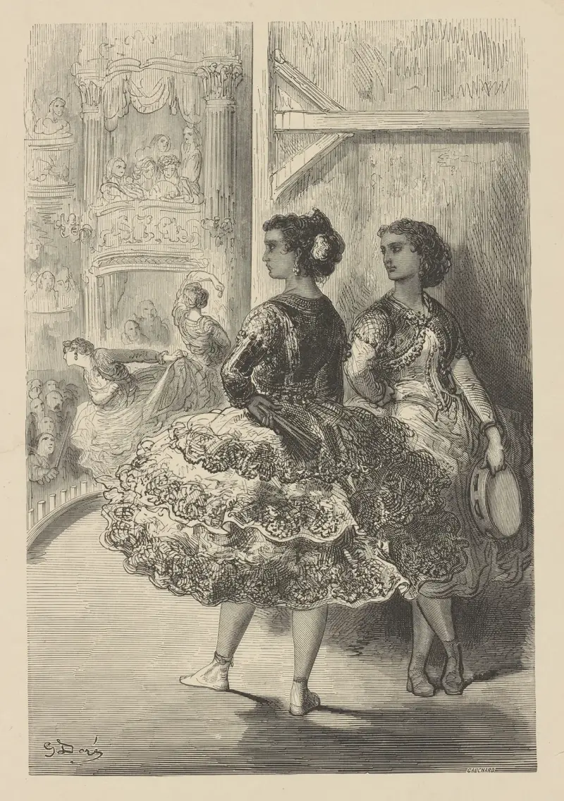Fandangon på teatern San Fernando i Sevilla av Gustave Doré
