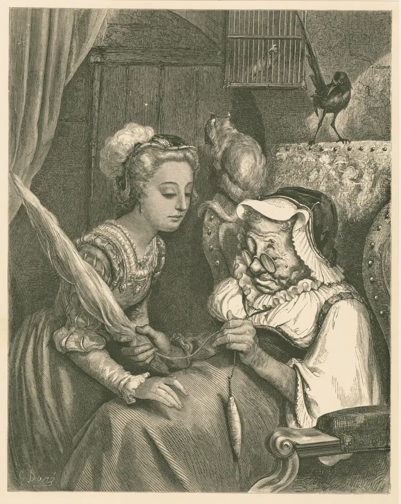 Die Prinzessin schaute zur Tür herein von Gustave Doré