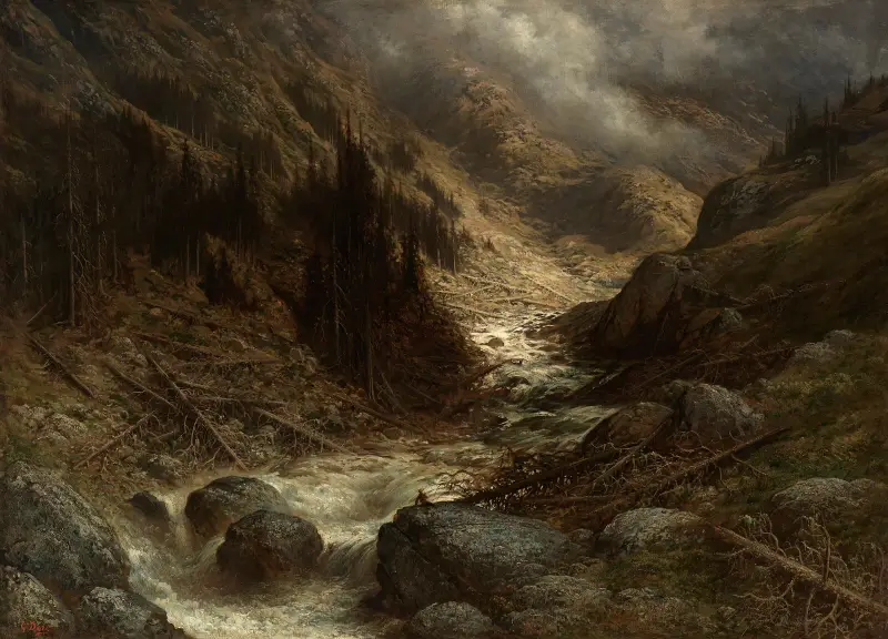 En bergsström i Engadine av Gustave Doré