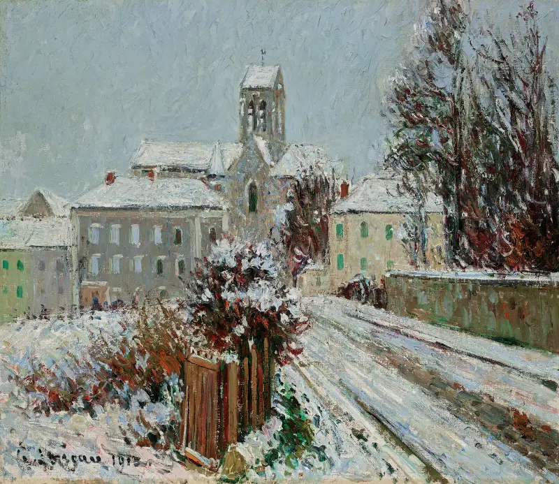 Snö i Auvers-sur-Oise av Gustave Loiseau