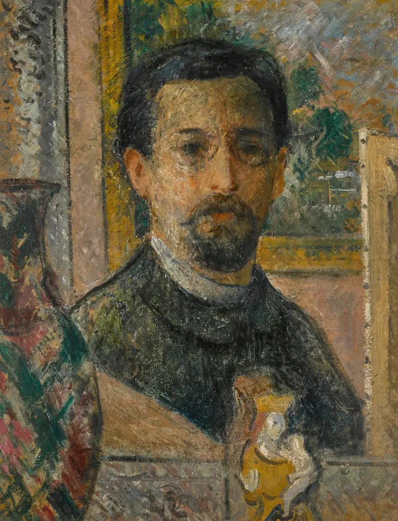Självporträtt med statyett av Gustave Loiseau
