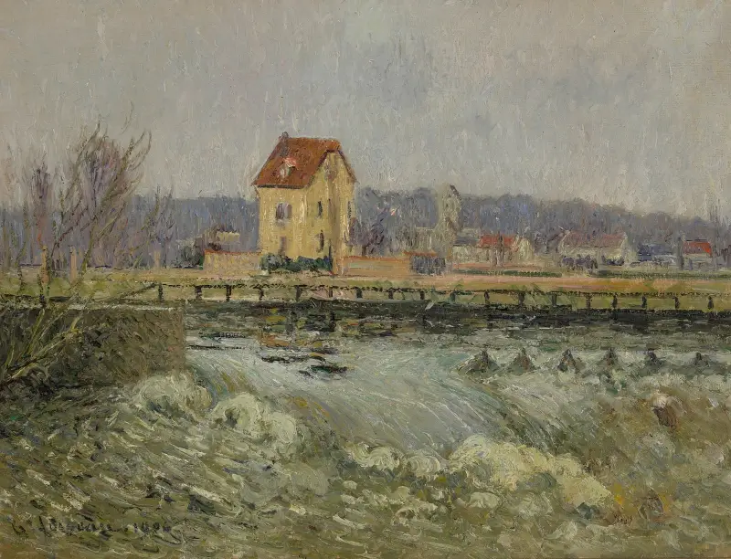 Fördämning vid Pontoise av Gustave Loiseau