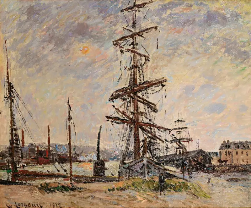 Båtar vid kajen i Le Havre av Gustave Loiseau