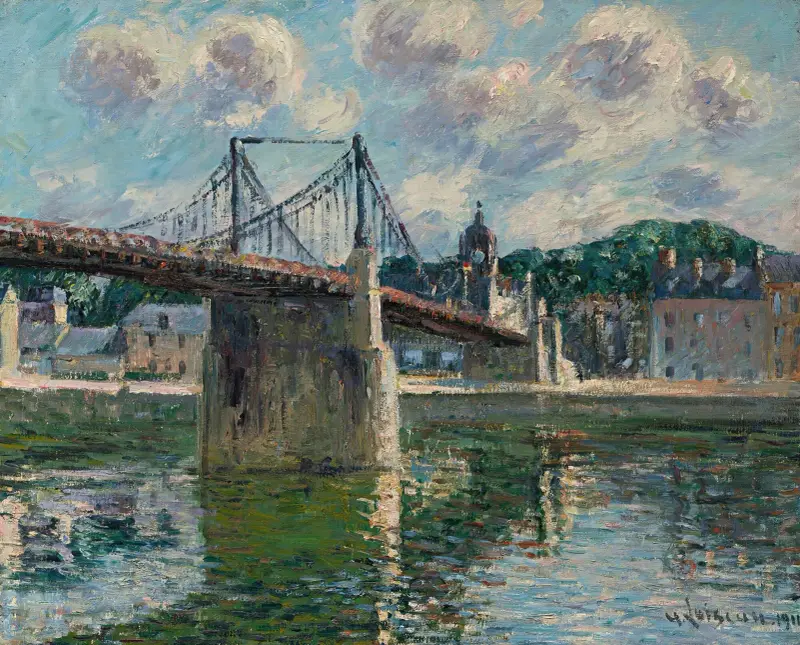 Den hängande bron i Elbeuf av Gustave Loiseau