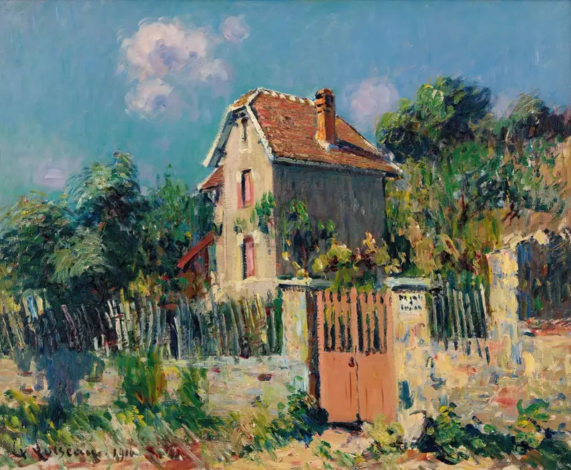 Huset vid rosa grinden, omgivningarna kring Pontoise av Gustave Loiseau