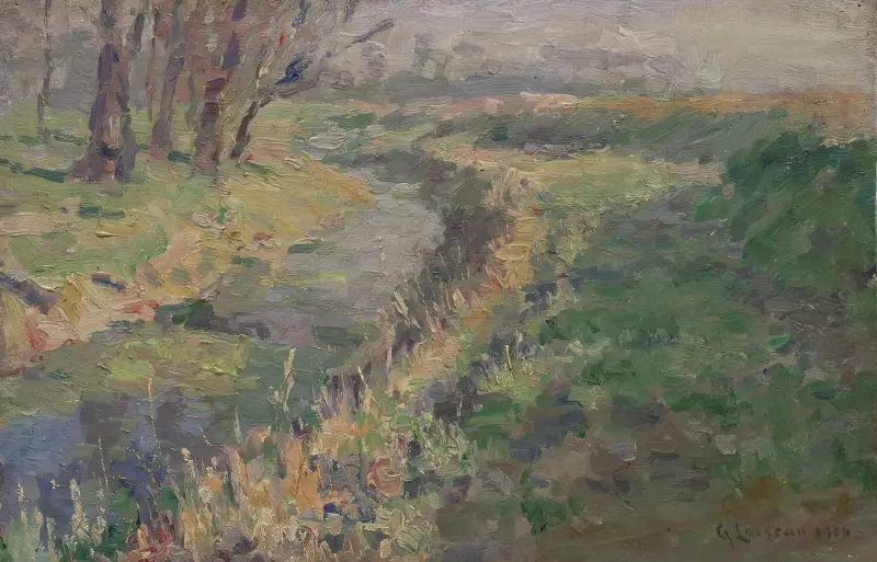 Landskap med bäck på landsbygden av Gustave Loiseau