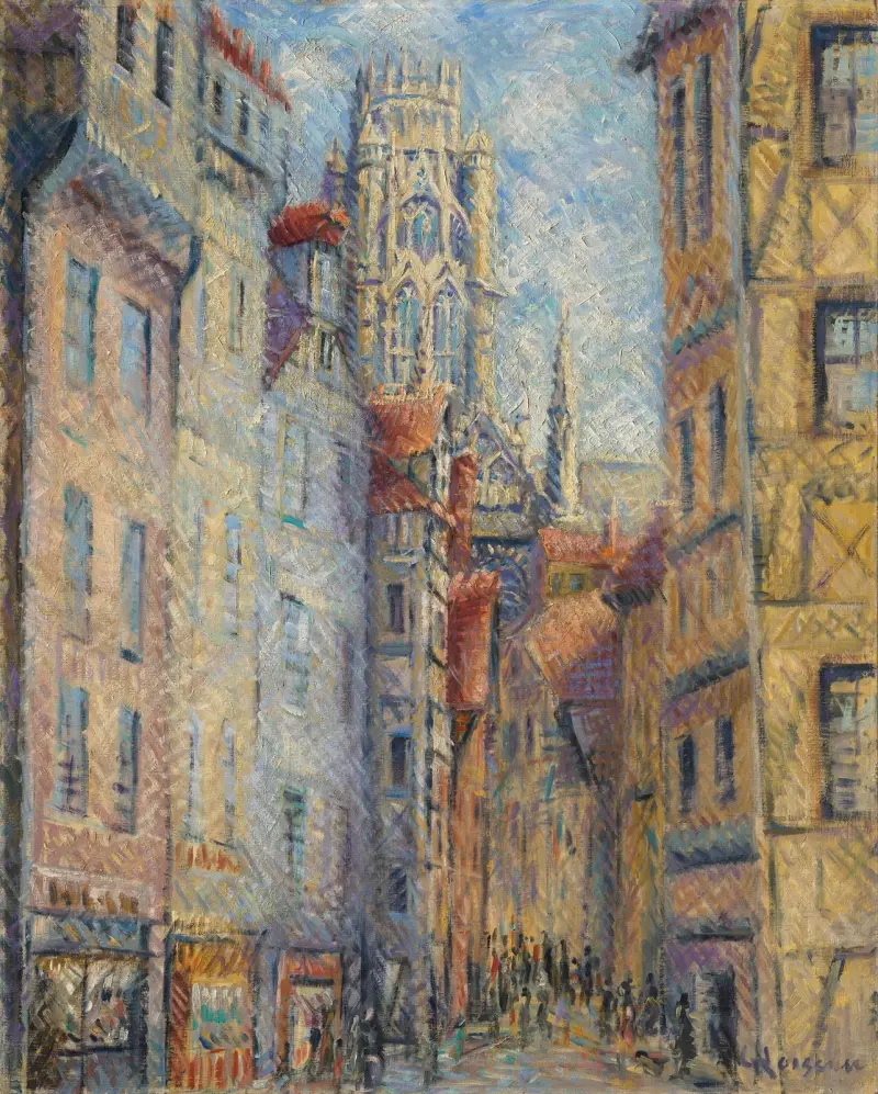 Rouen, gata med kyrka av Gustave Loiseau
