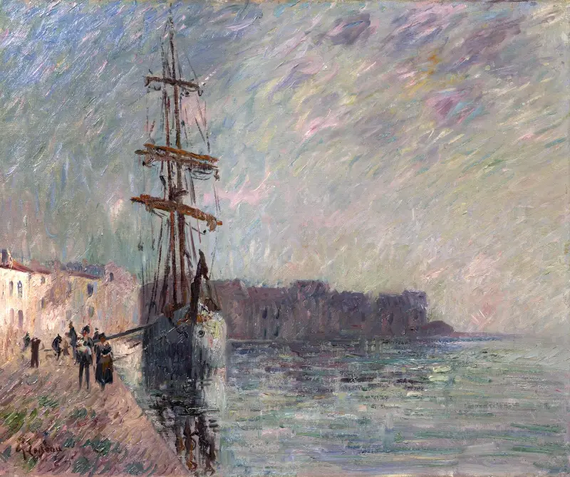 Segelbåt i hamnen i Ferrière, Les Martigues av Gustave Loiseau