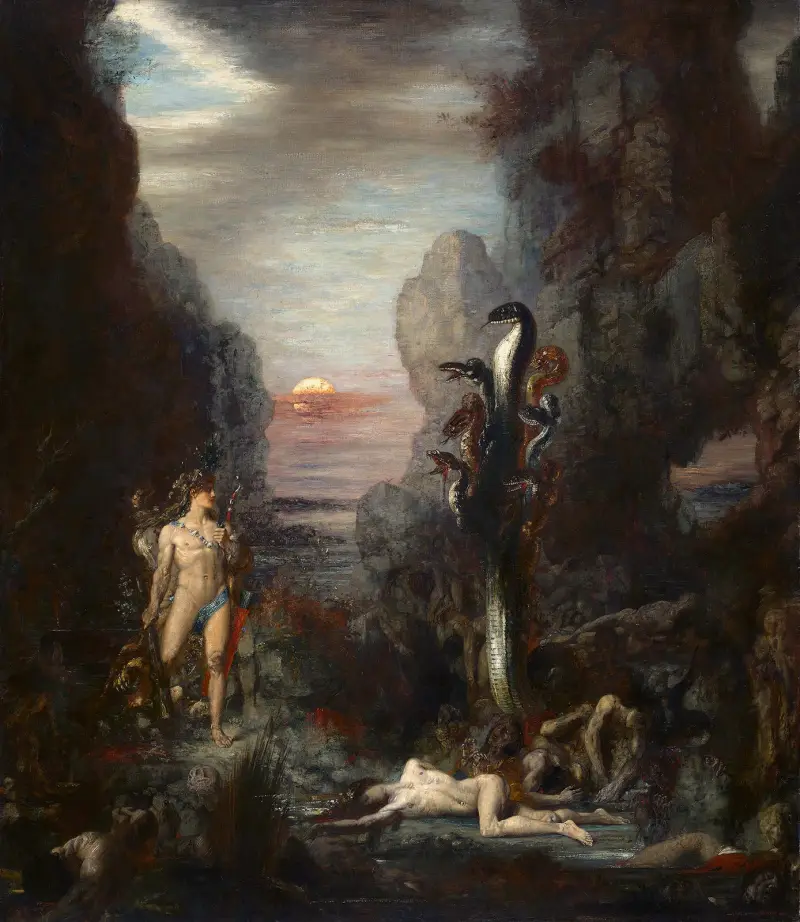 Hercules och Lernas hydra av Gustave Moreau