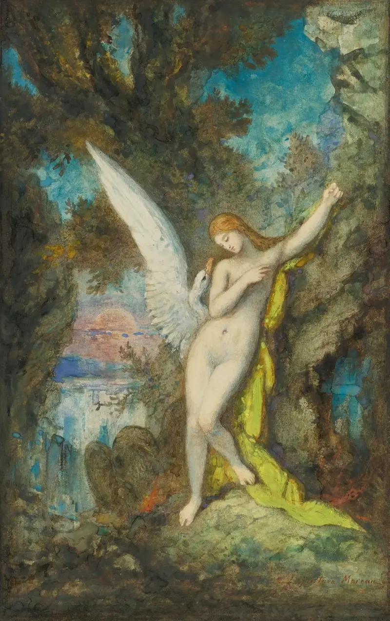 Leda Et Le Cygne av Gustave Moreau