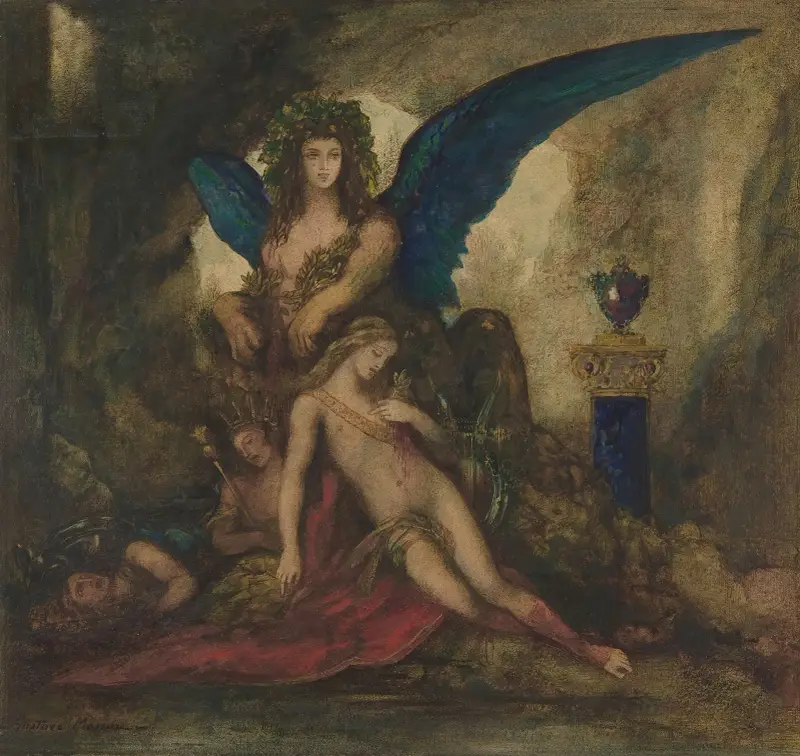 Sphinx in a Grotto (Poet, King and Warrior) av Gustave Moreau