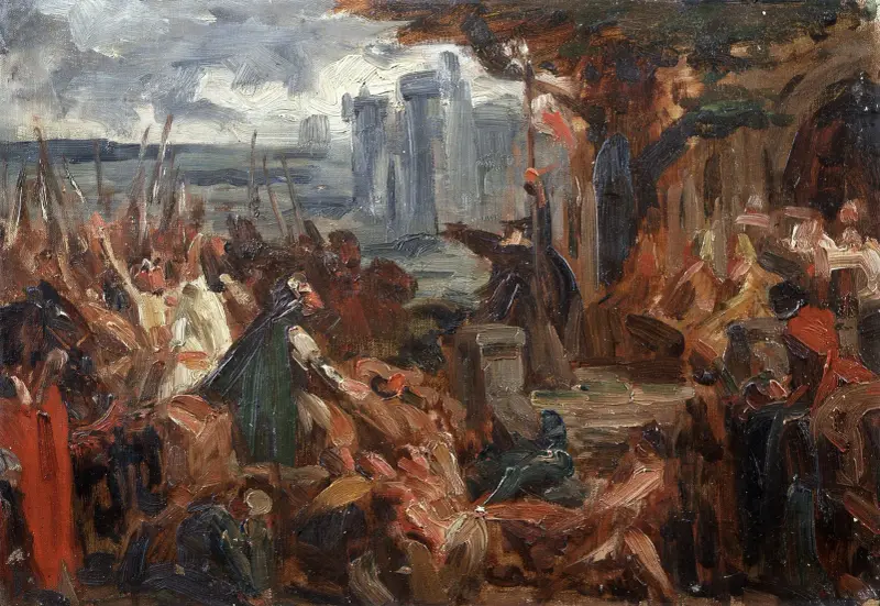 Peter the Hermit Preaching the First Crusade (study) av Gustave Vanaise