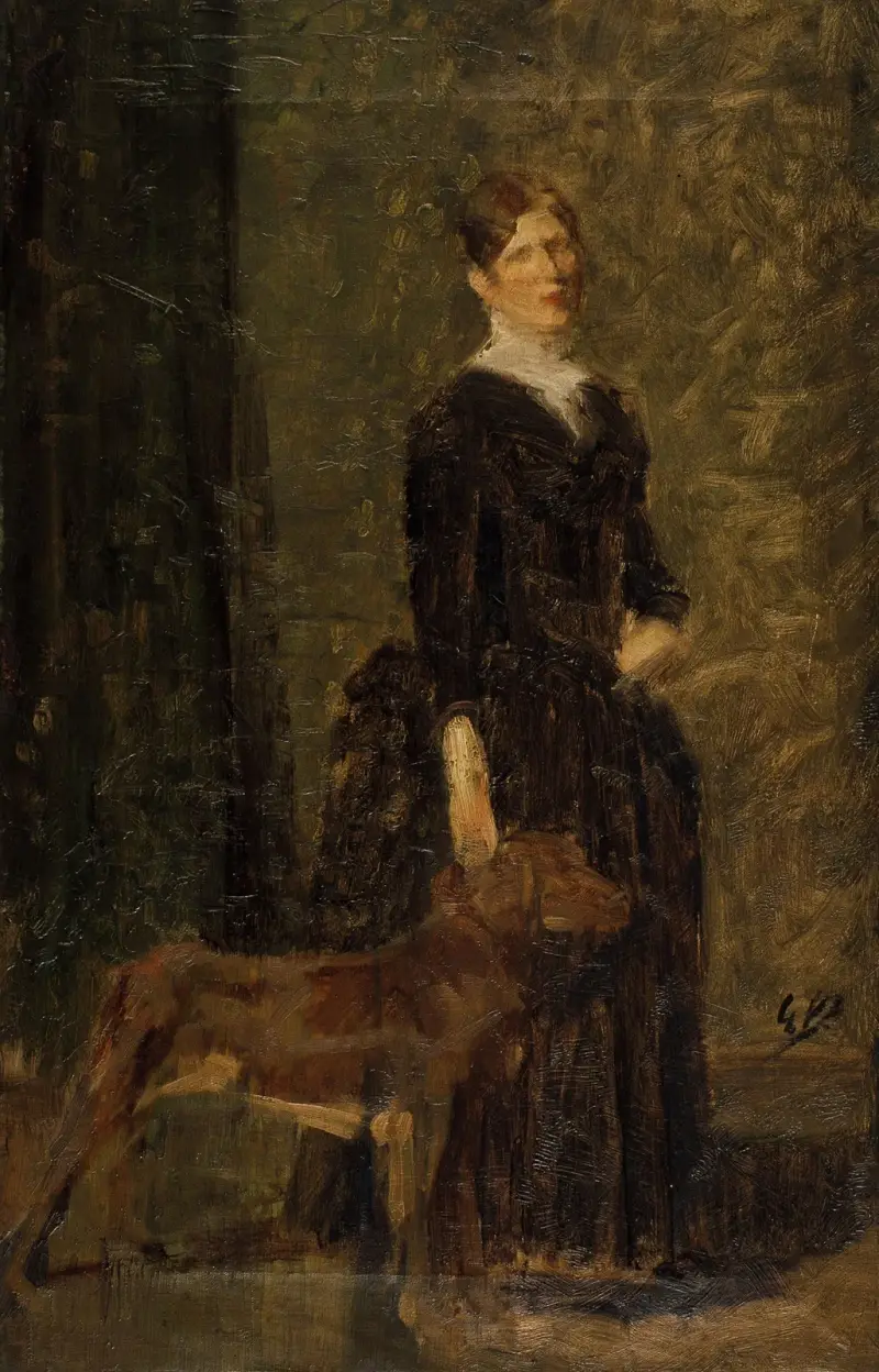 Studie till porträtt av Marie De Coster, konstnärens hustru av Gustave Vanaise