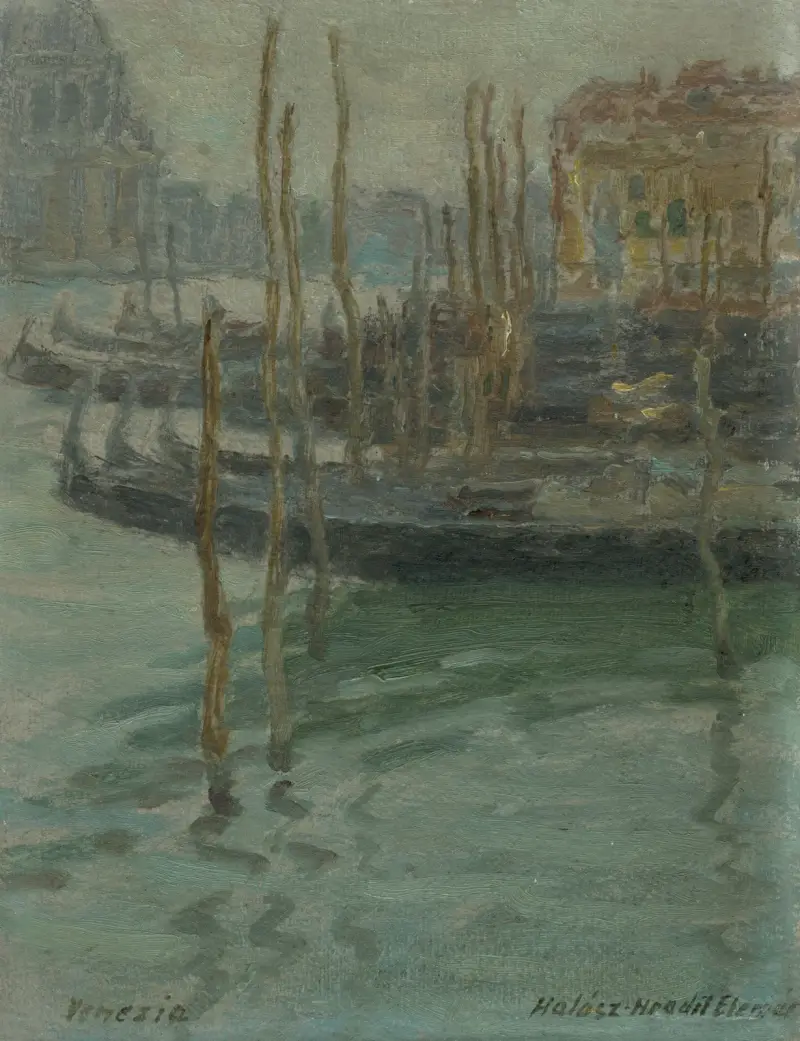 Venice-gondolas av Elemír Halász-Hradil