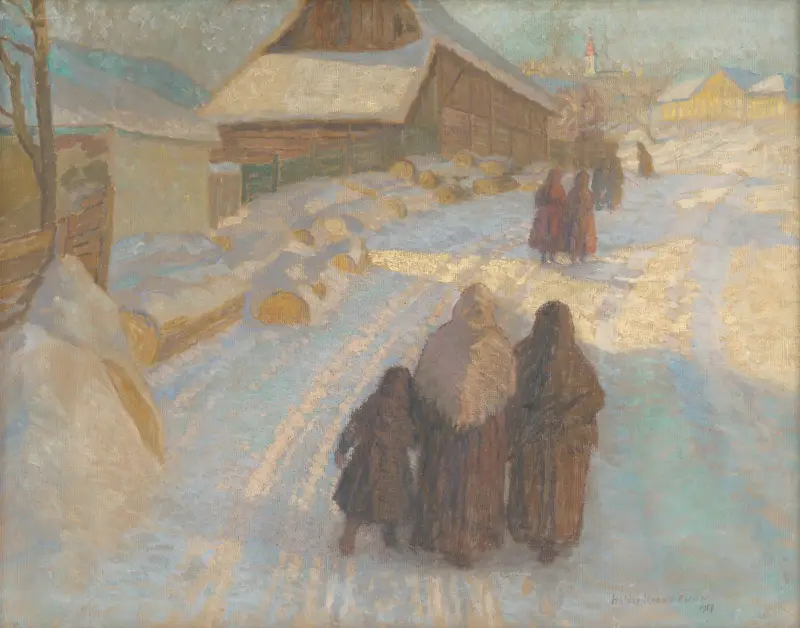 Vinter i byn av Elemír Halász-Hradil
