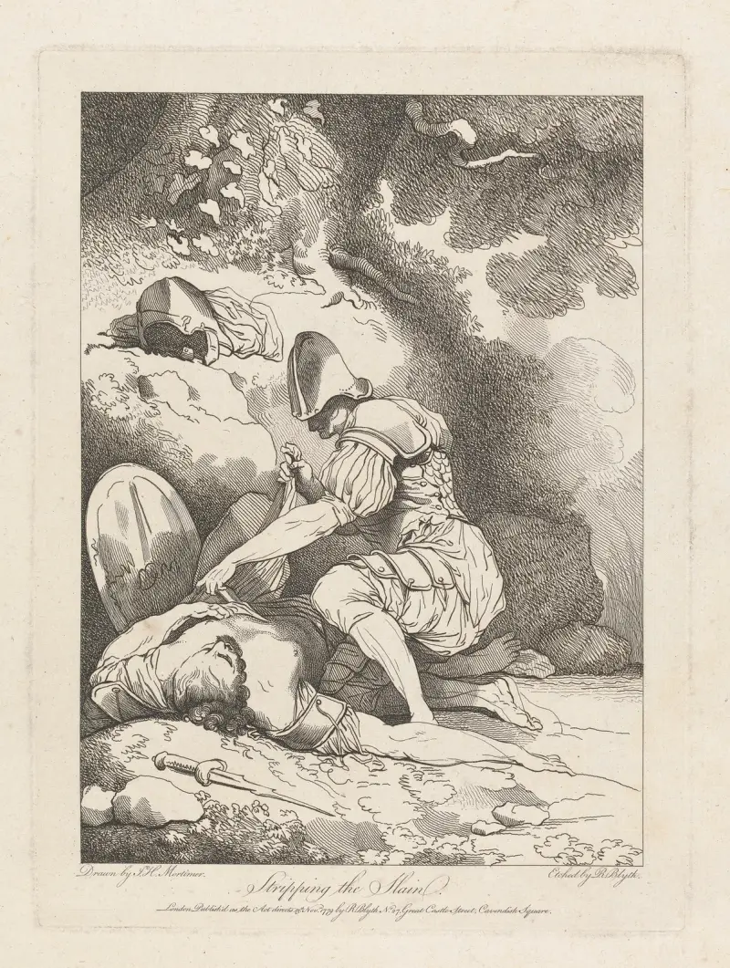Banditti…Representing Banditti Variously Employed; Stripping the Slain av John Hamilton Mortimer