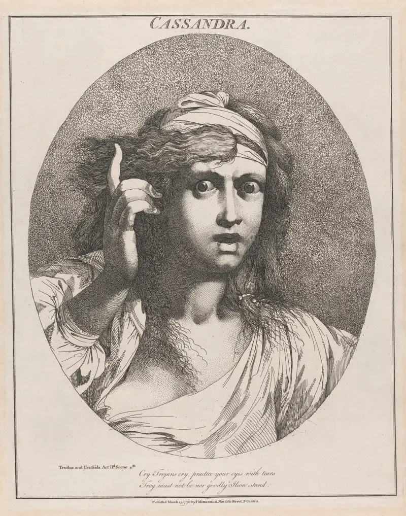 Cassandra, ur Troilus och Cressida, akt II, scen 4 av John Hamilton Mortimer