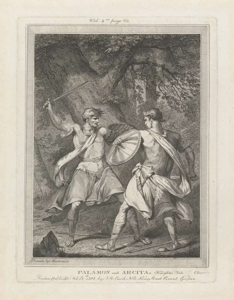 Palamon och Arcita, ur 'The Canterbury Tales' av John Hamilton Mortimer