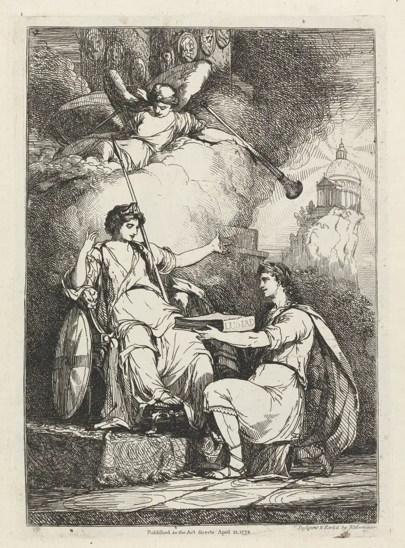 Presentation of the Lusiad to Britannia av John Hamilton Mortimer