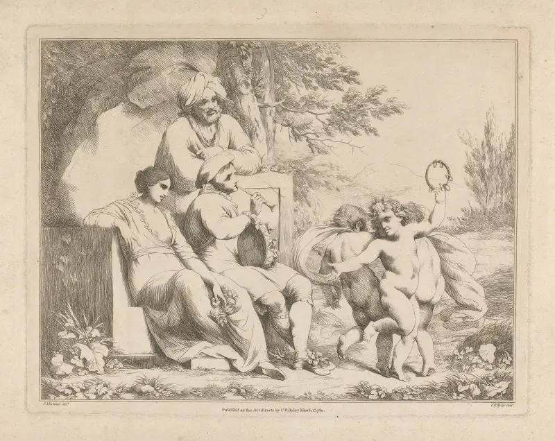 Putti som dansar till flöjt och tamburin av John Hamilton Mortimer