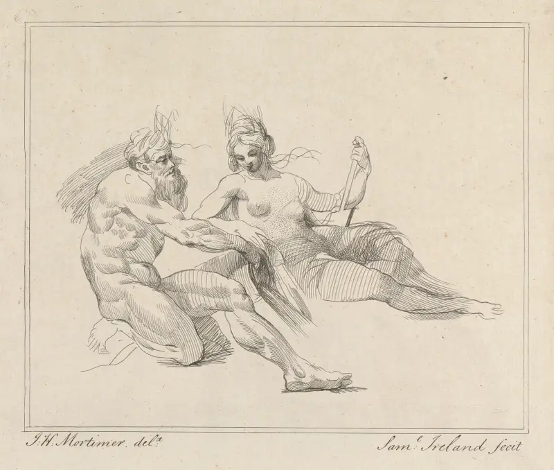 Två mytologiska figurer av John Hamilton Mortimer