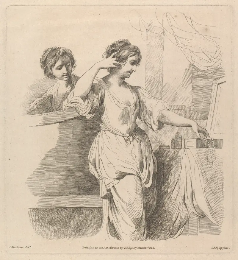 Two Women at Toilette av John Hamilton Mortimer