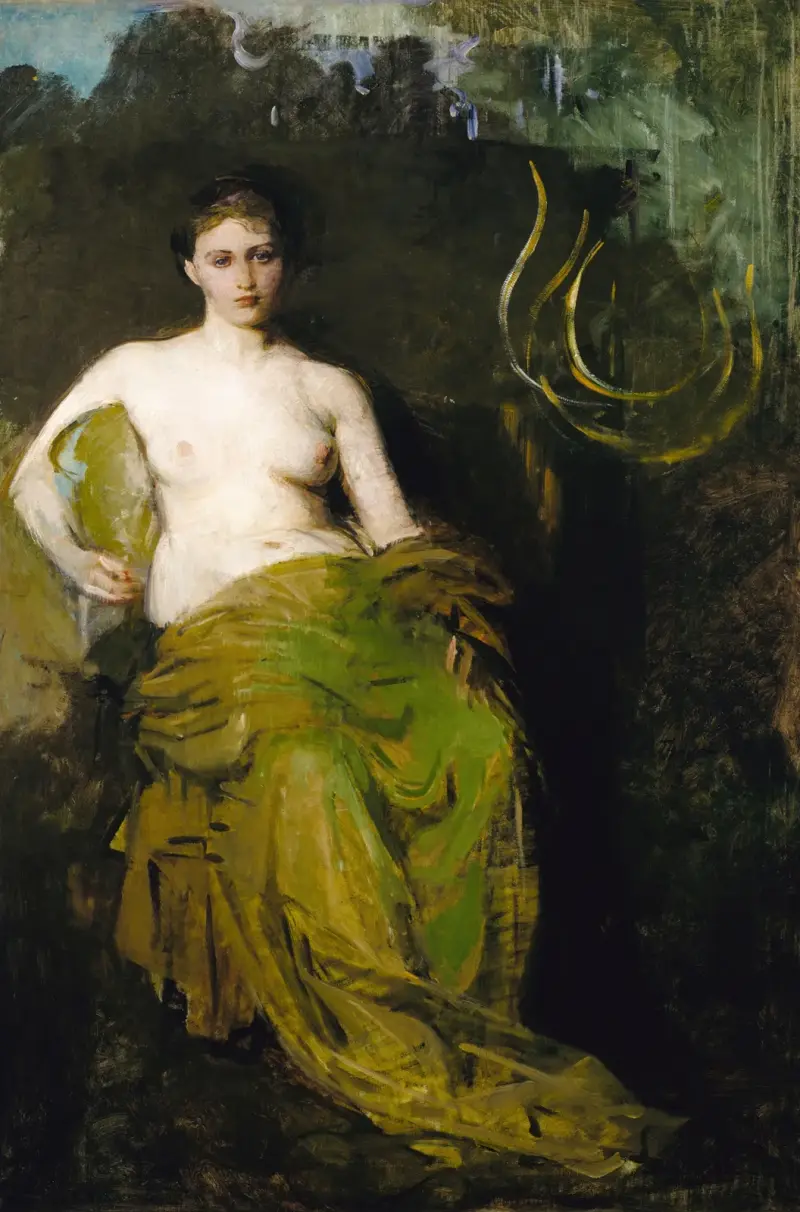 Napůl zahalená postava, Abbott Handerson Thayer