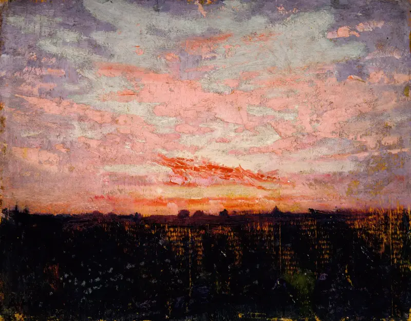 Wschód słońca lub zachód słońca, studium do książki Concealing Coloration in the Animal Kingdom, Abbott Handerson Thayer