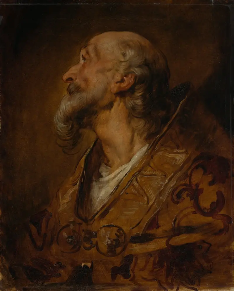 Bust portrait of a bishop av Hans Canon
