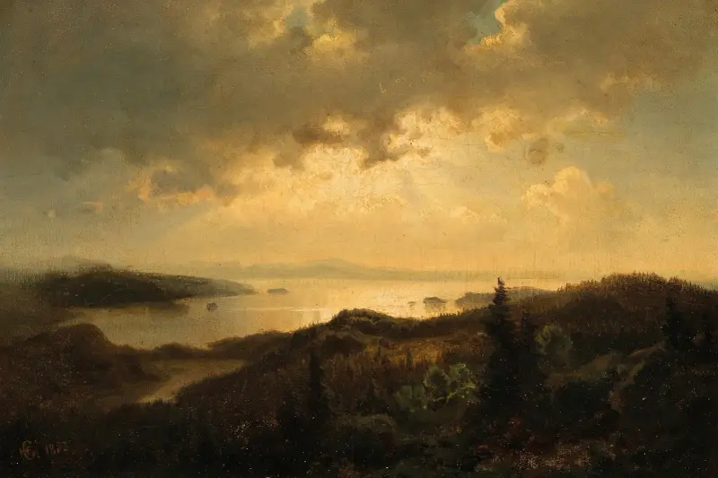 En scen i skymningen i Norge av Hans Gude